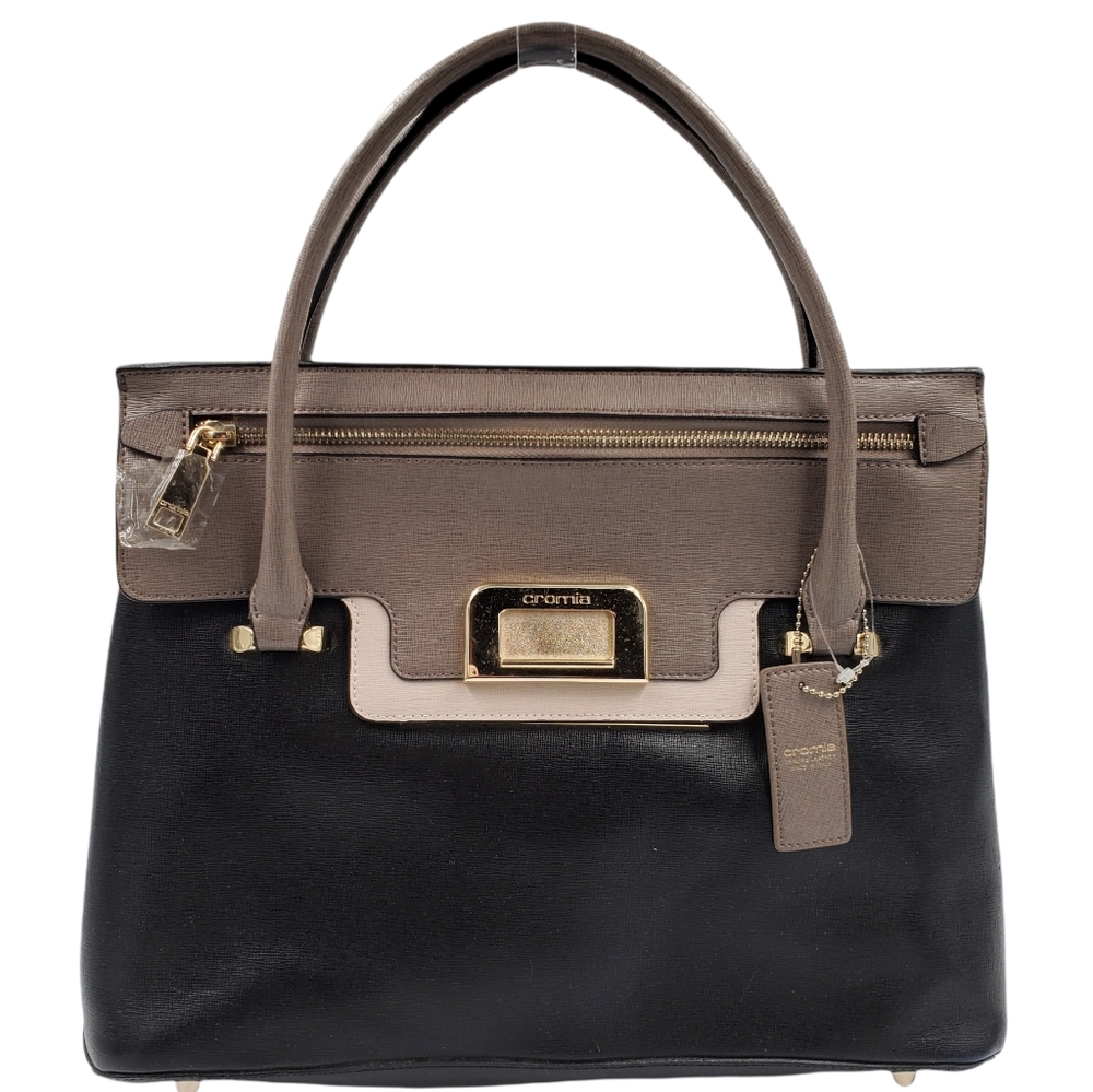 NWT Cromia Italia Nero-Terra Leather Satchel